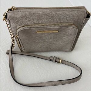 Steve Madden Taupe Pebbled Leather Crossbody with Gold Hardware